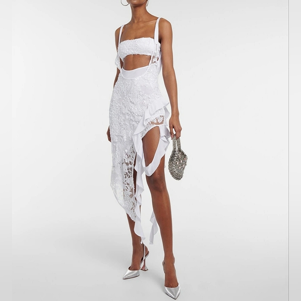 The Attico NORA Elegant White Lace Dress, Size EU 38 - Picture 2 of 16